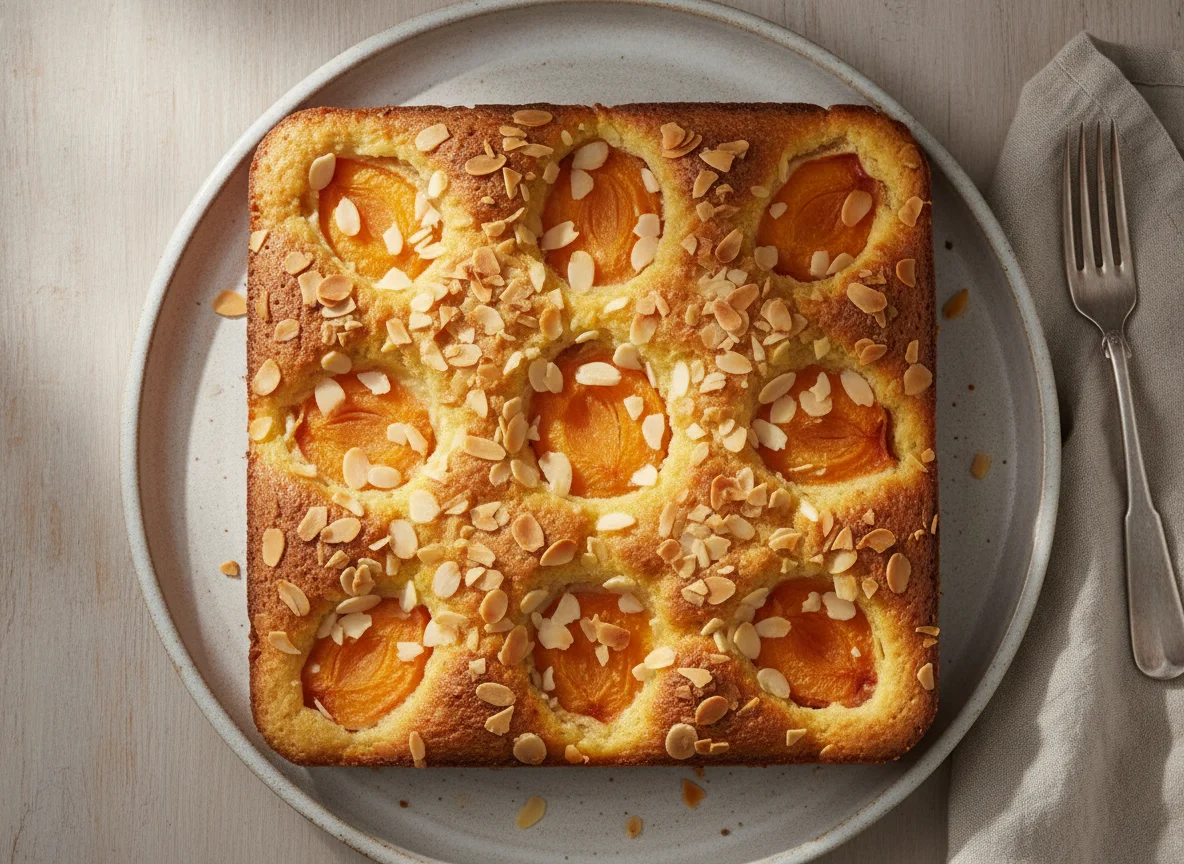 Marillenkuchen mit Mandeln photo