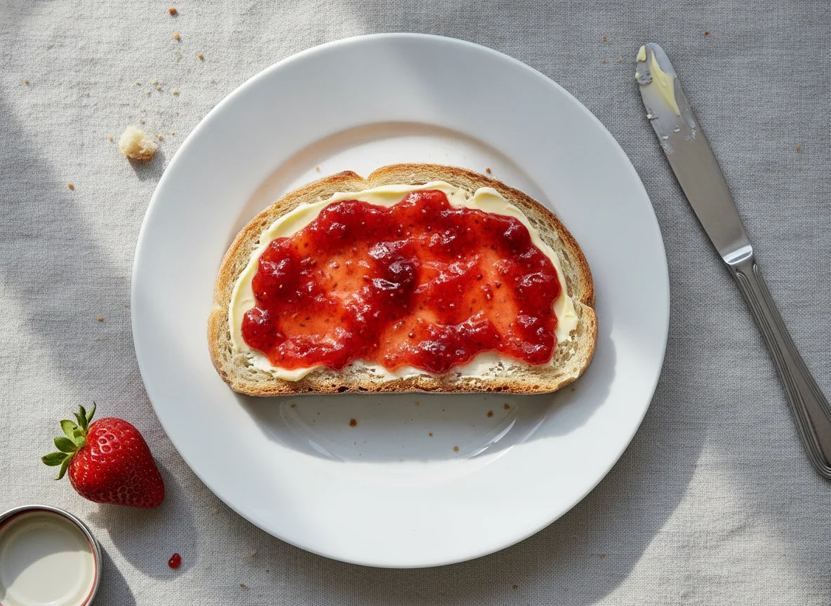 Marmeladenbrot mit Butter photo