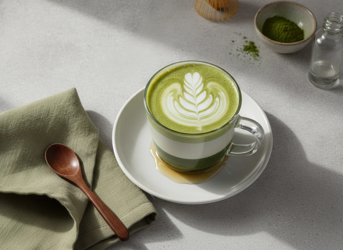 Matcha Latte mit Milch photo
