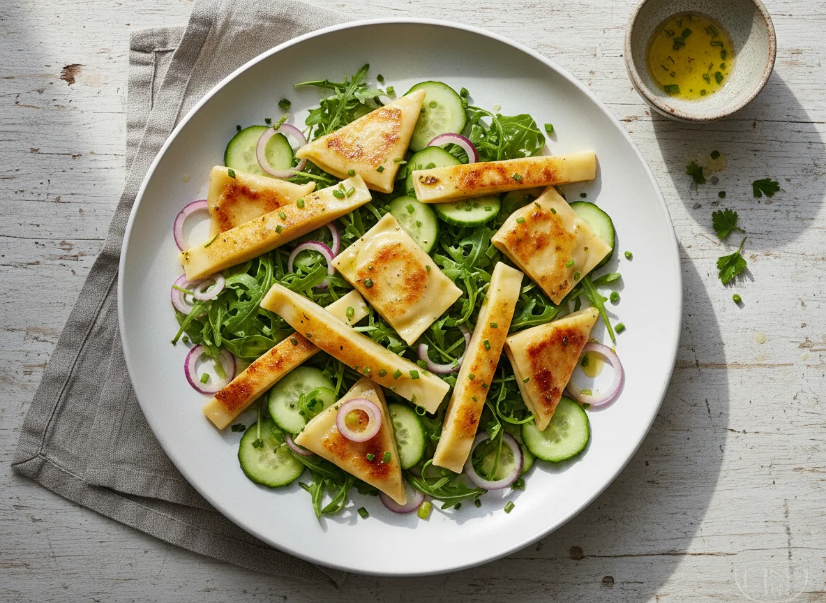 Maultaschensalat mit Rucola photo
