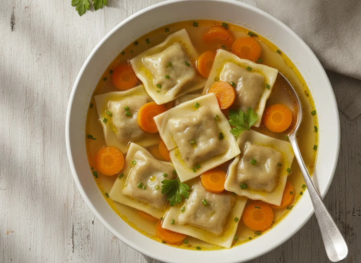 Maultaschensuppe mit Karotten photo