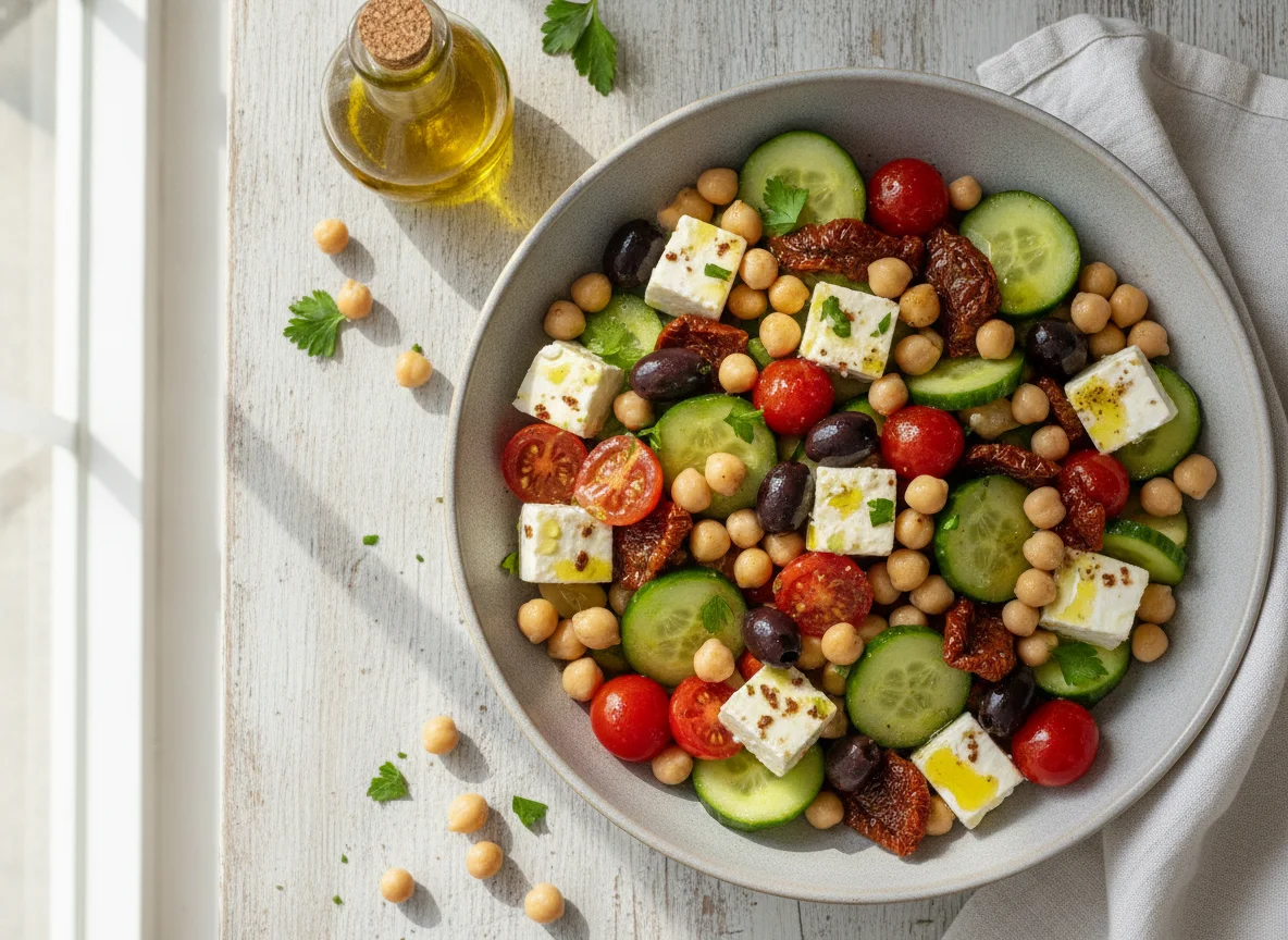 Mediterraner Kichererbsen-Feta-Salat photo