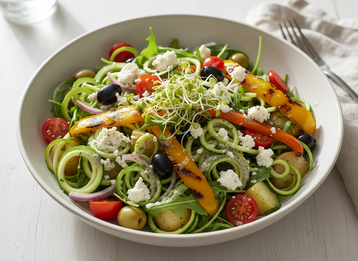 Mediterraner Zucchini-Nudel-Salat photo