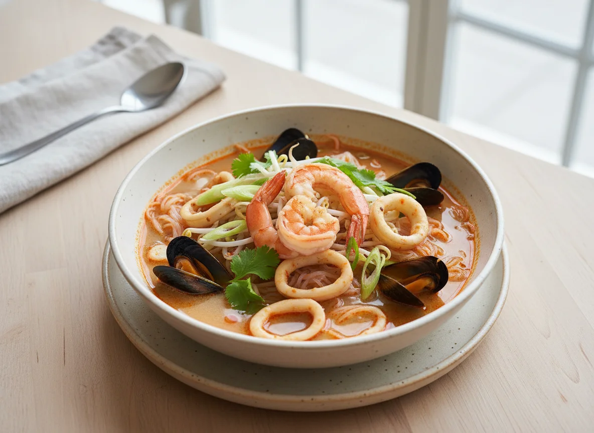 Meeresfrüchte-Nudelsuppe photo