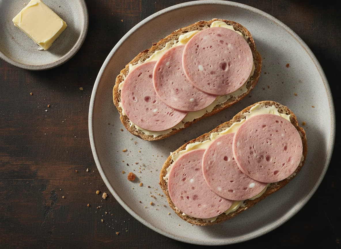 Mehrkornbrötchen mit Fleischwurst photo