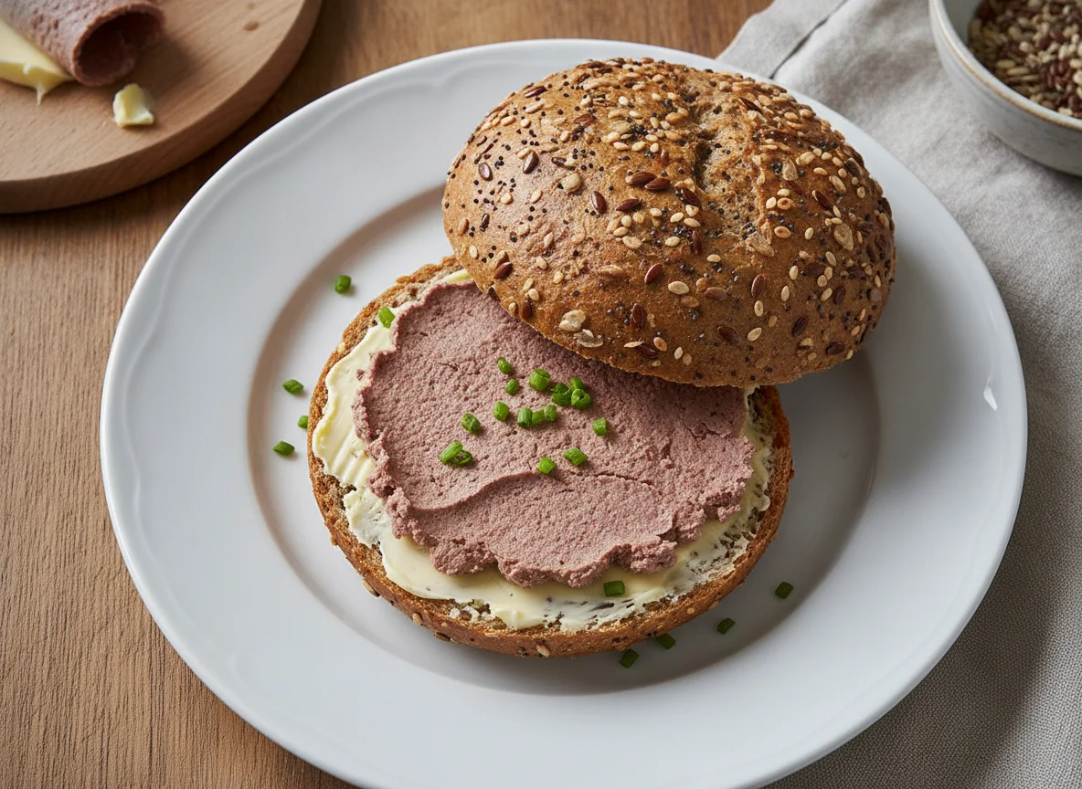 Mehrkornbrötchen mit Leberwurst photo