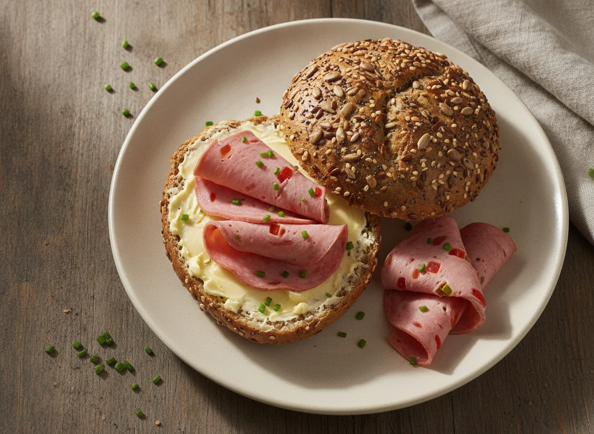 Mehrkornbrötchen mit Paprikalyoner photo