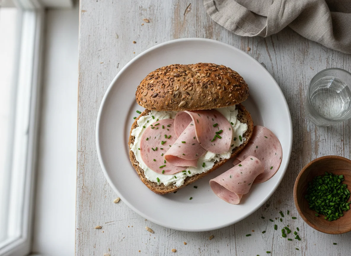 Mehrkornbrötchen mit Wurst photo