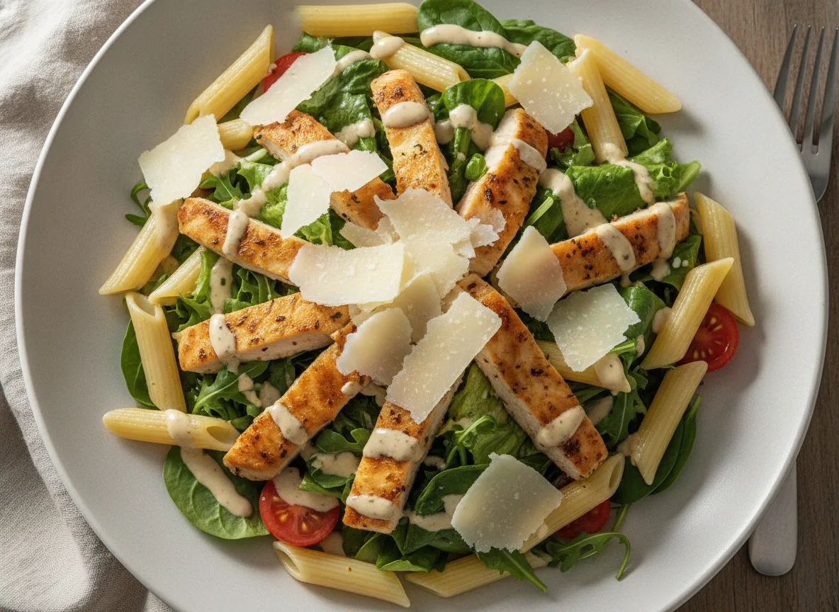 Menüsalat Hähnchen Grana Padano mit Pasta photo