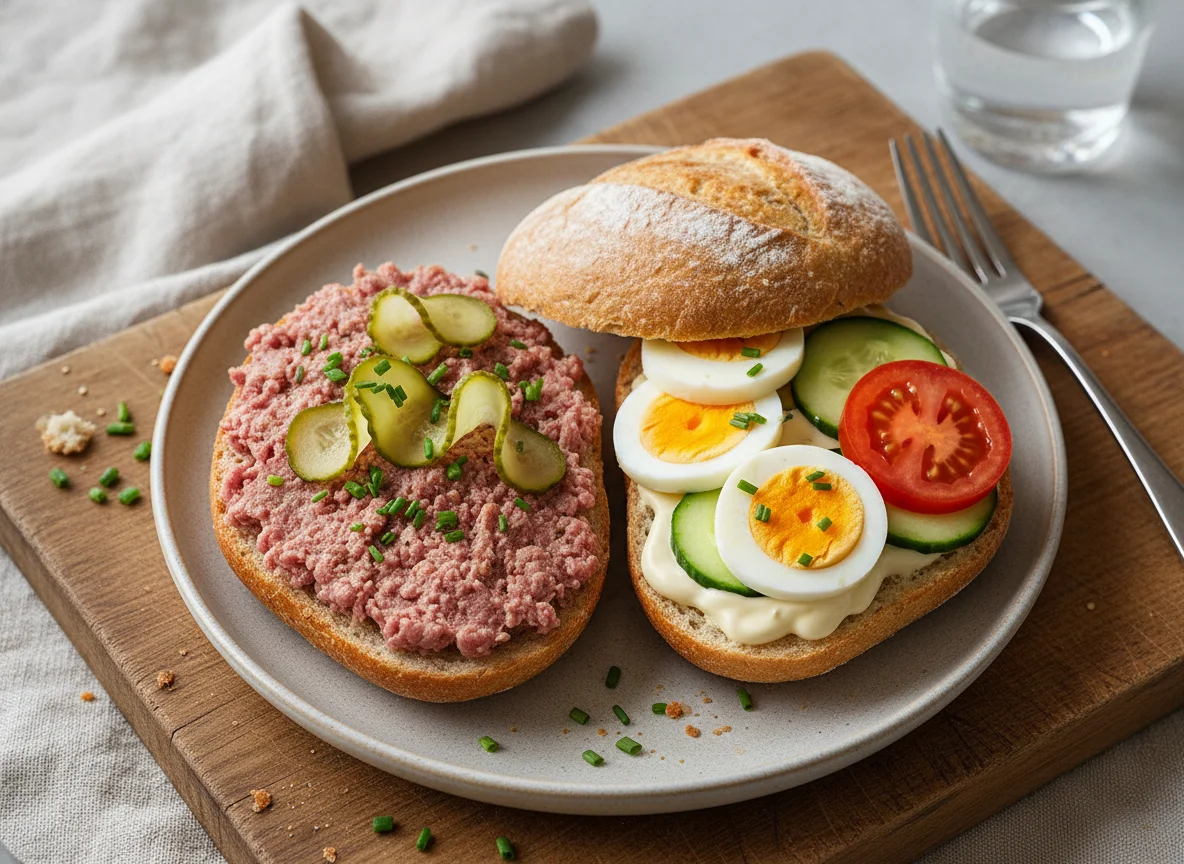 Mettbrötchen und Eierbrötchen photo