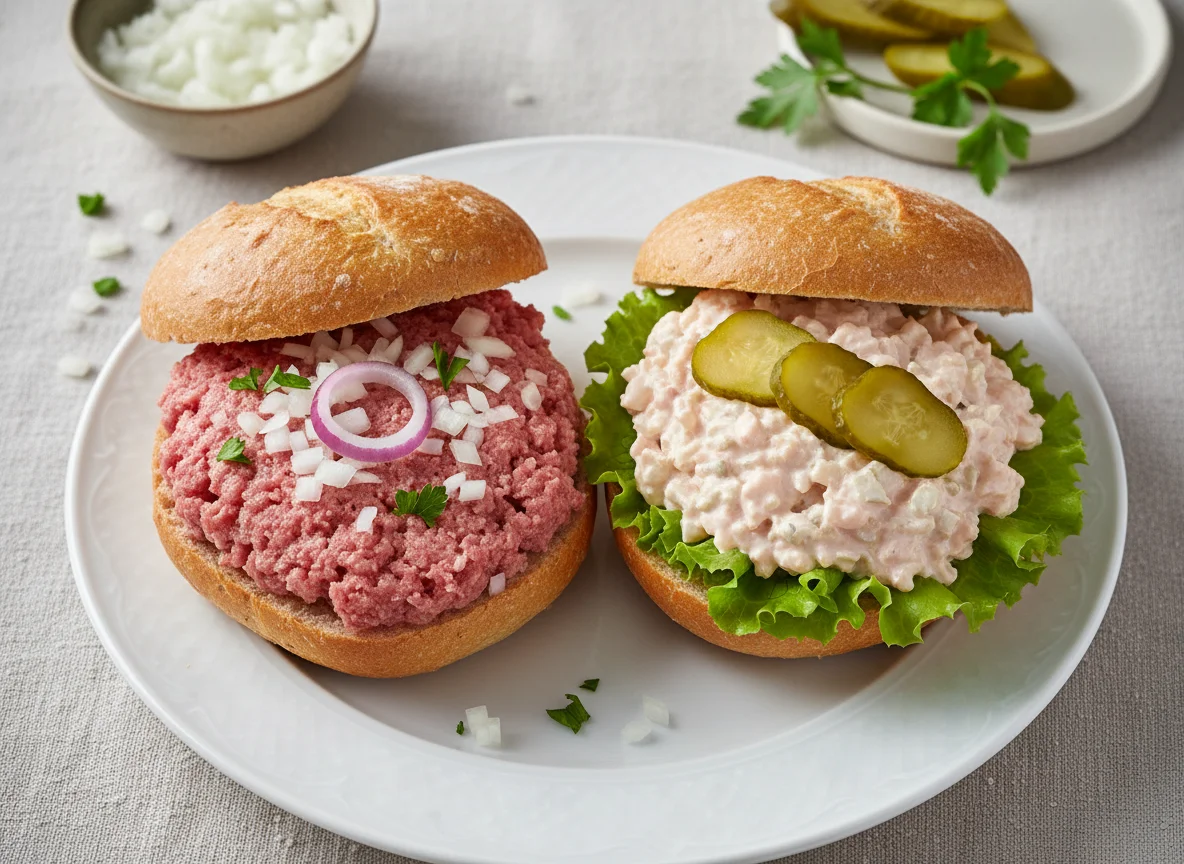 Mettbrötchen und Fleischsalatbrötchen photo