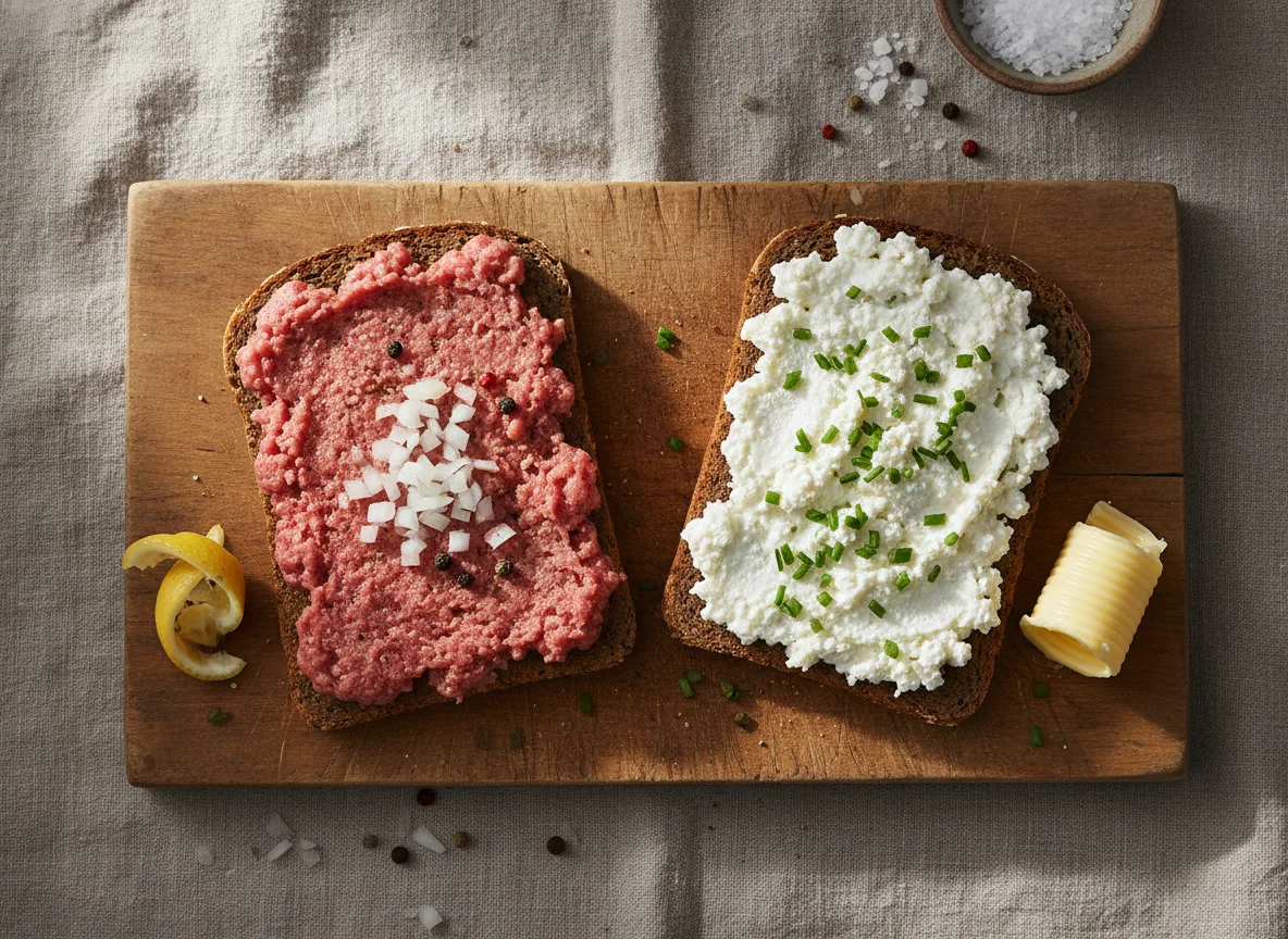 Mettbrötchen und Käsebrot photo