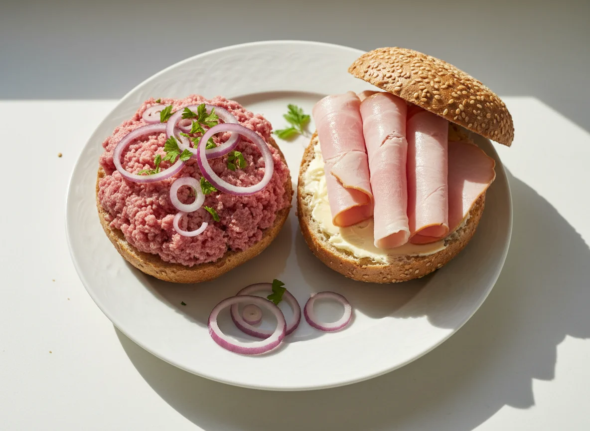 Mettbrötchen und Schinkenbrötchen photo