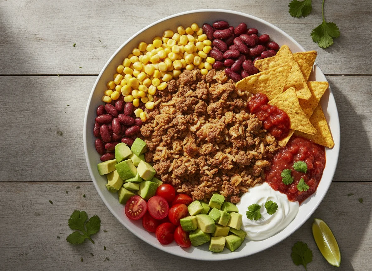 Mexikanische Bowl mit Tortilla-Chips photo