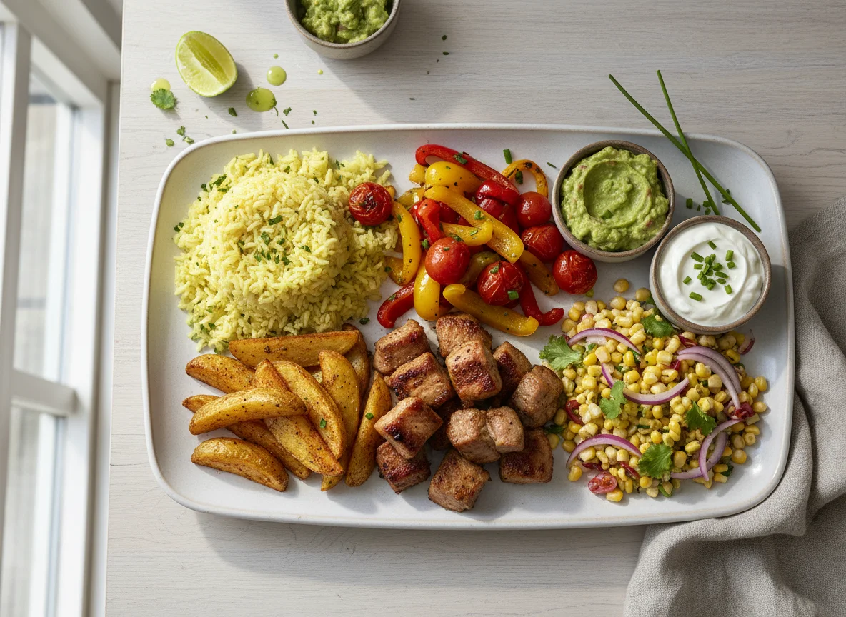 Mexikanische Platte mit Reis und Fleisch photo
