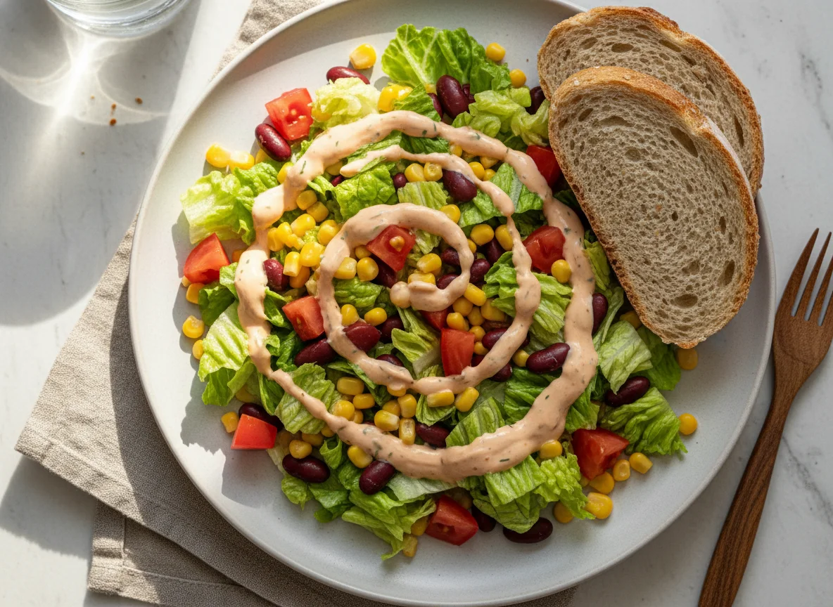 Mexikanischer Salat mit Brot photo