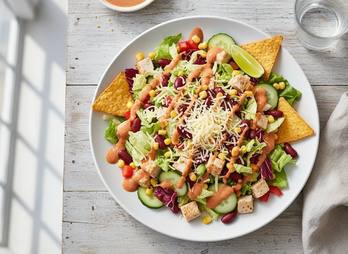 Mexikanischer Salat mit Poulet und roten Bohnen photo