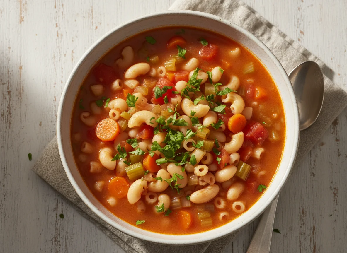 Minestrone mit Nudeln und Bohnen photo