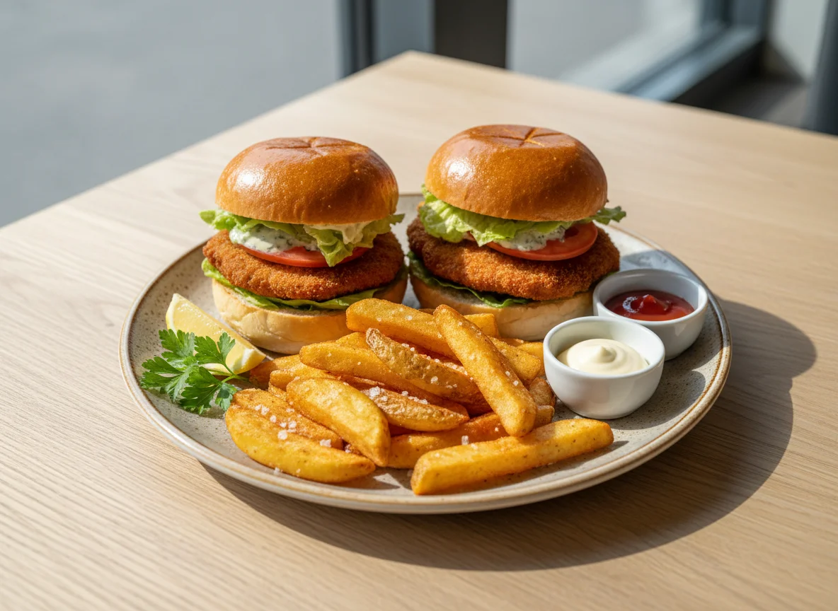 Mini-Burger und Pommes Frites photo