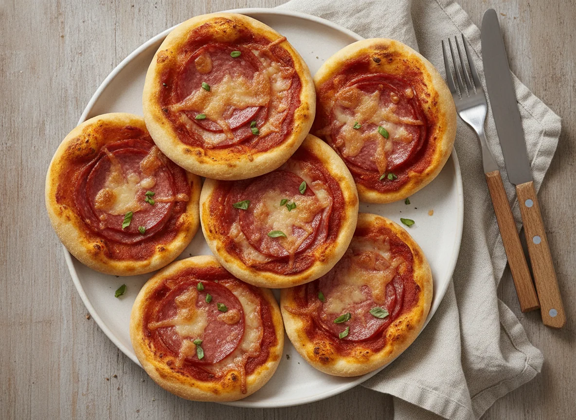 Mini-Pizzen mit Salami photo
