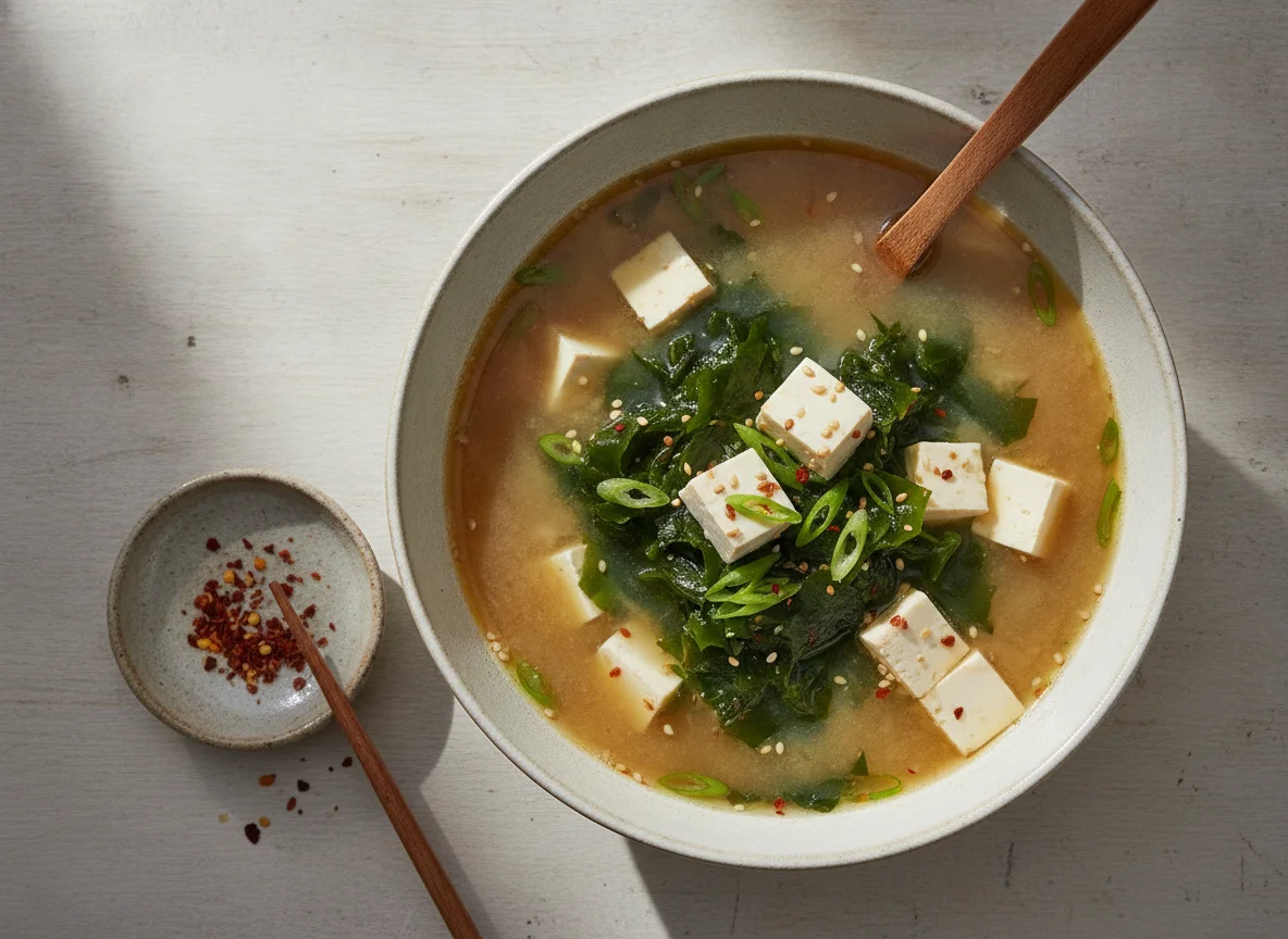 Miso-Suppe mit Tofu photo