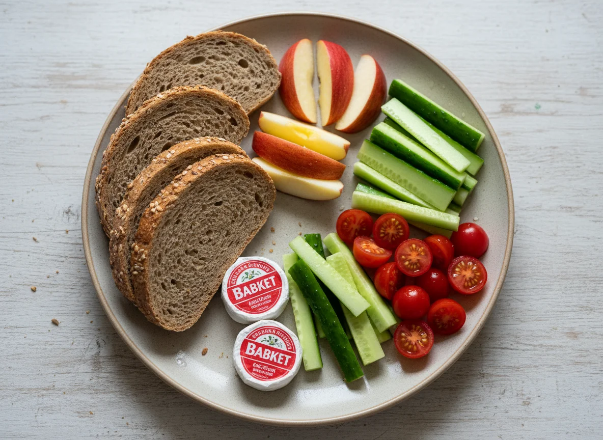 Mittagsbrot mit Obst und Gemüse photo