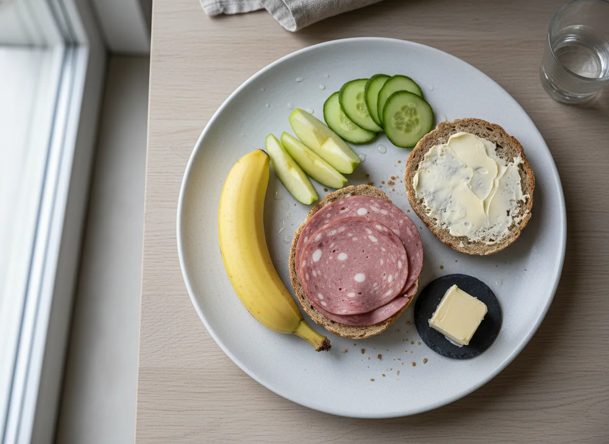 Mittagsbrotzeit mit Obst und Gemüse photo