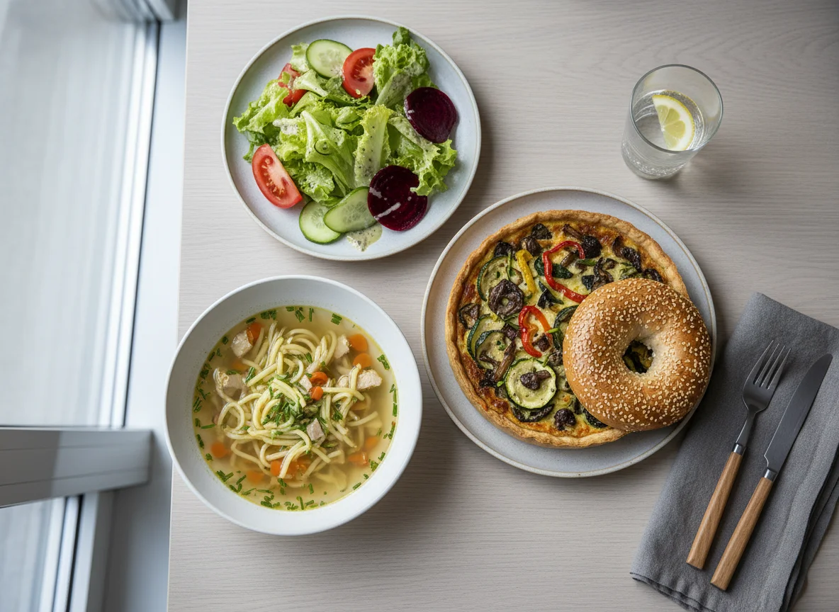 Mittagsmenü mit Suppe und Hauptspeise photo