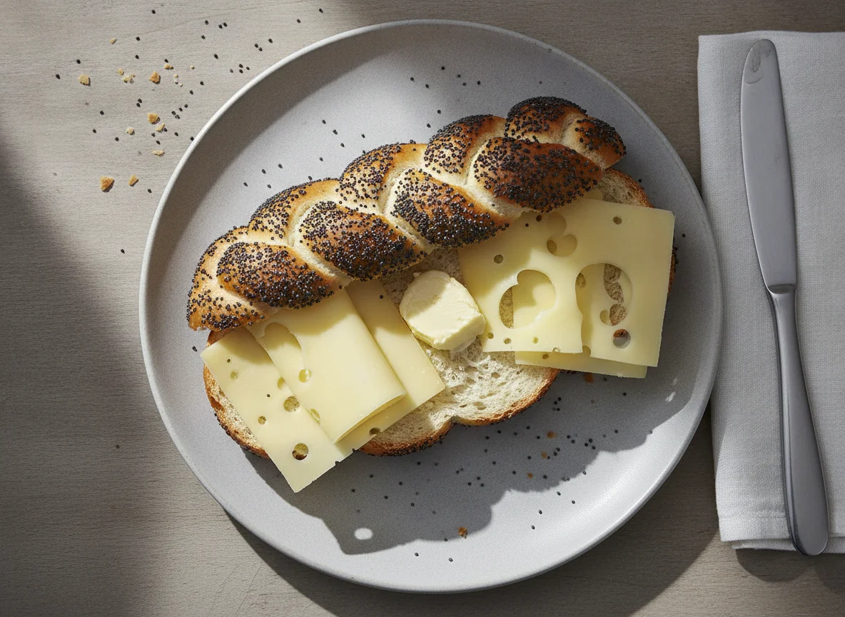 Mohnflesserl mit Käse photo