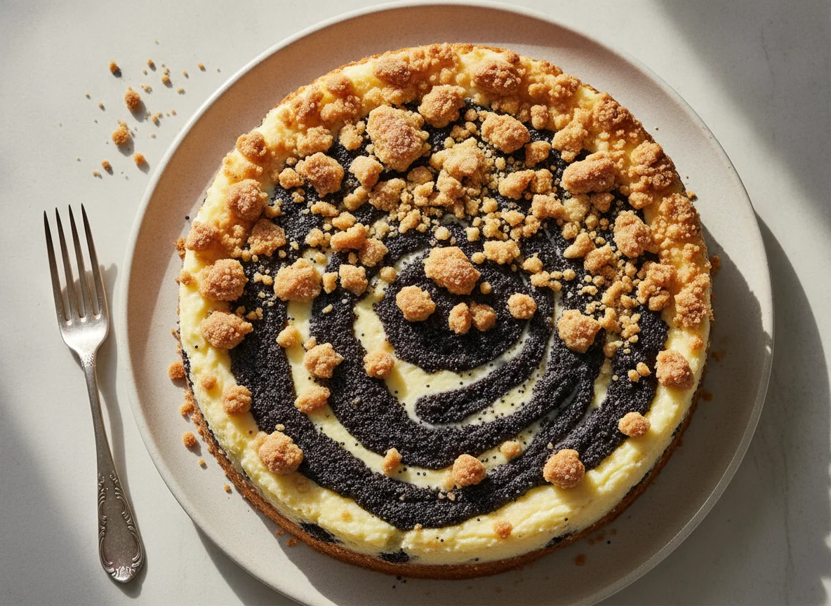 Mohn-Käsekuchen mit Streuseln photo
