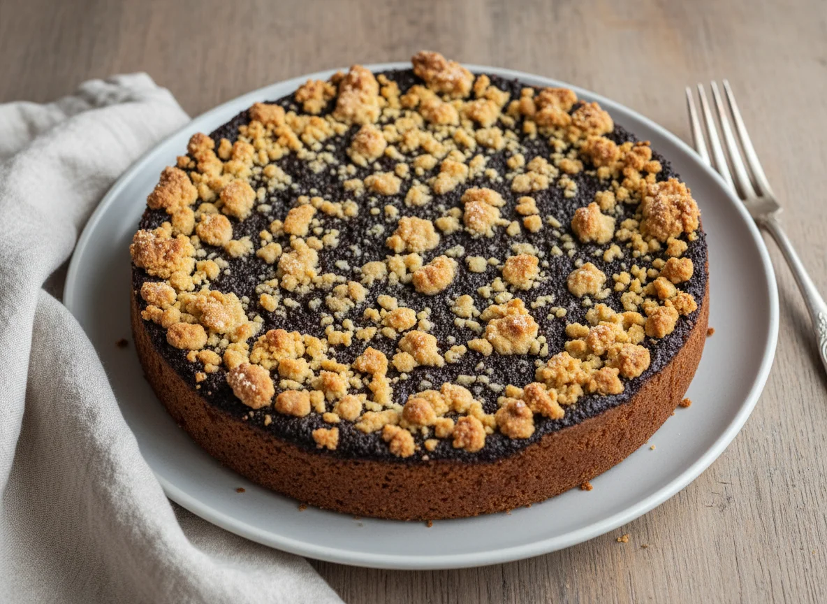 Mohnkuchen mit Streuseln photo