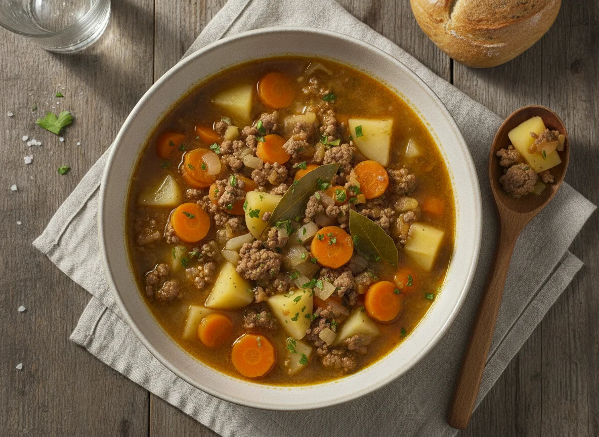 Möhreneintopf mit Hackfleisch und Kartoffeln photo