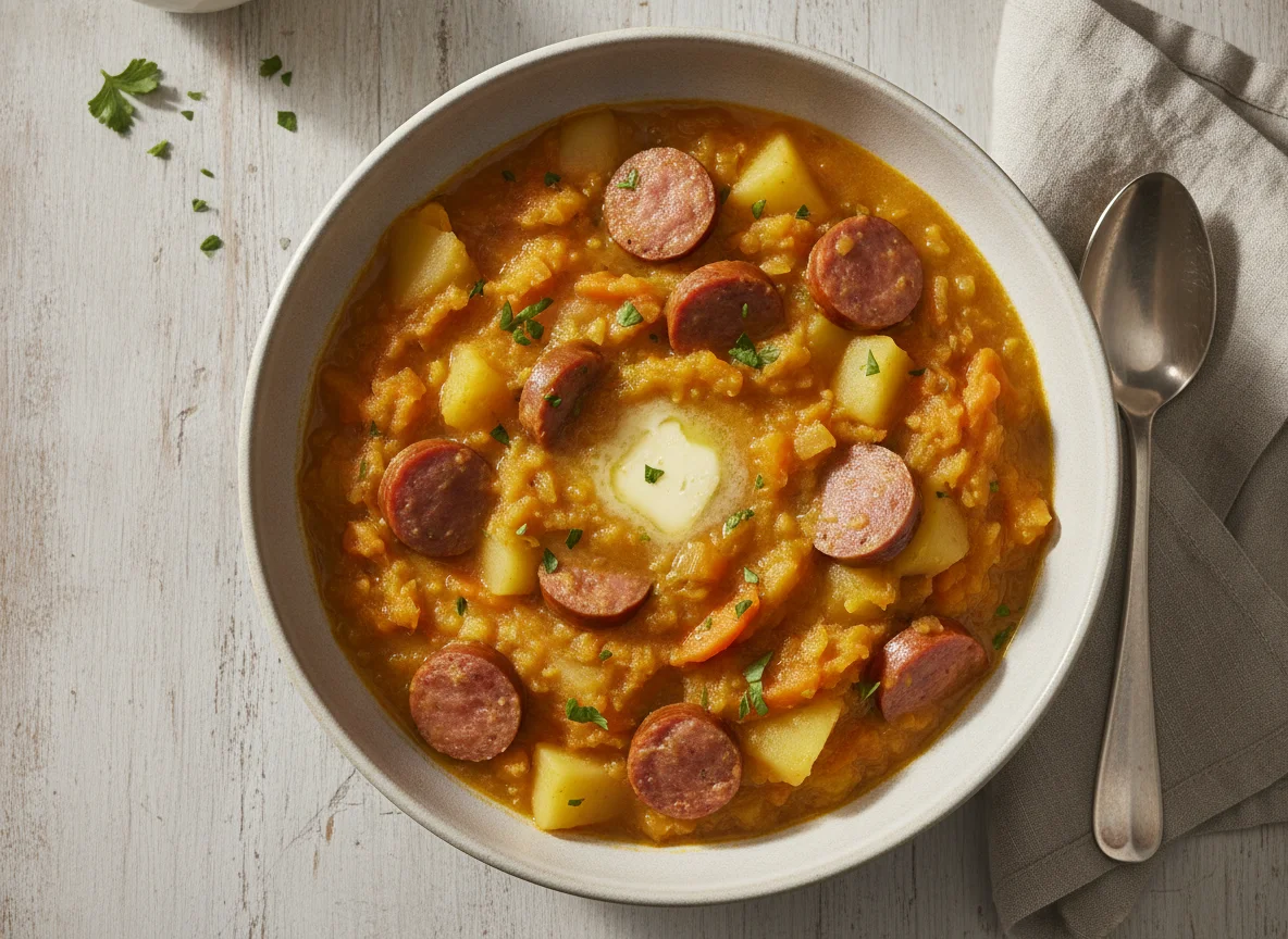 Möhreneintopf mit Mettwurst photo