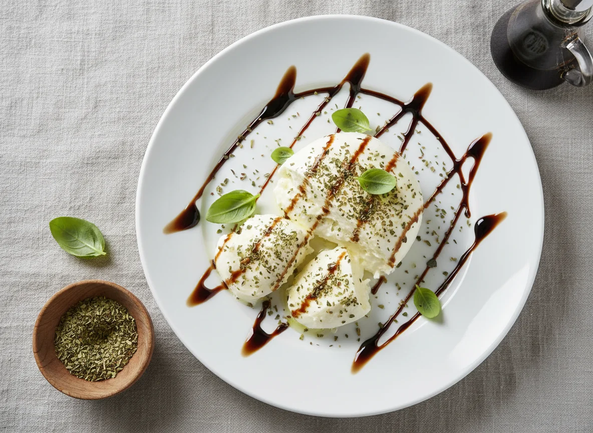Mozzarella mit Balsamico und Kräutern photo