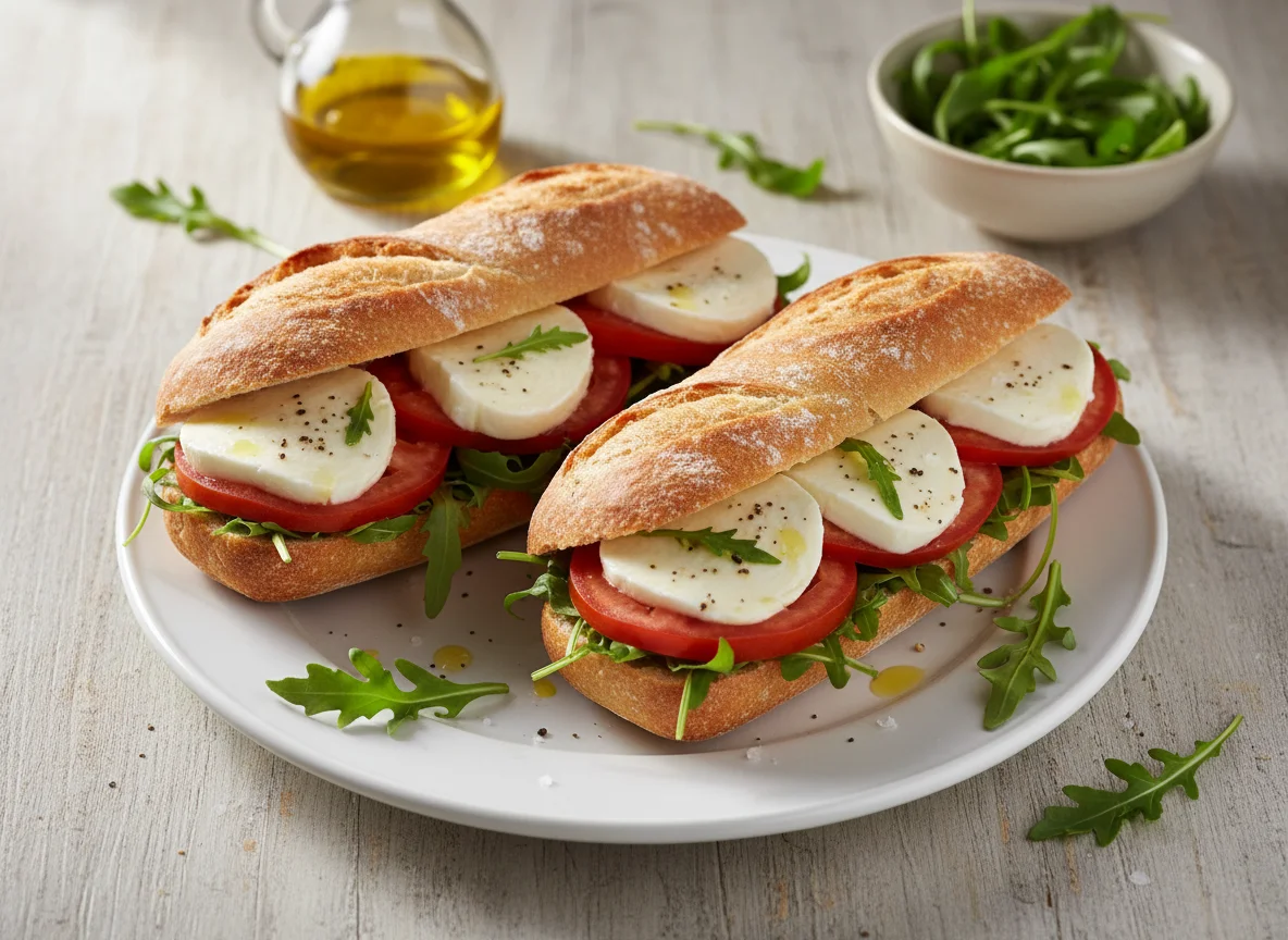 Mozzarella-Tomaten-Rucola-Baguette photo