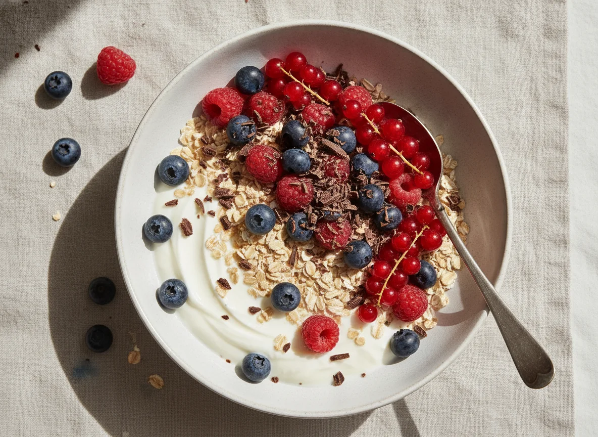 Müesli mit Beeren und Joghurt photo