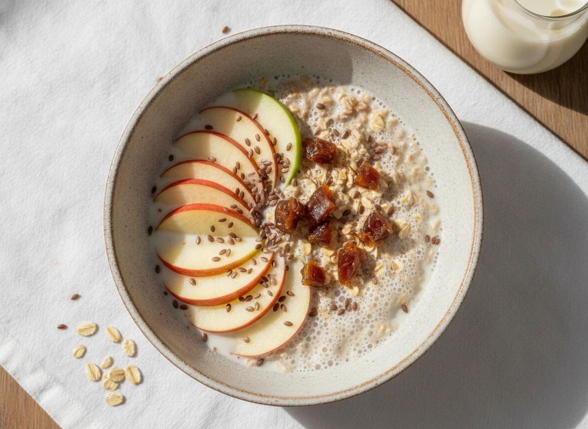 Müsli mit Apfel und Hafermilch photo