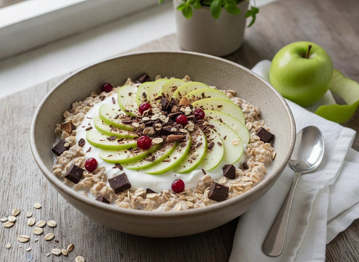 Müsli mit Apfel und Schokolade photo