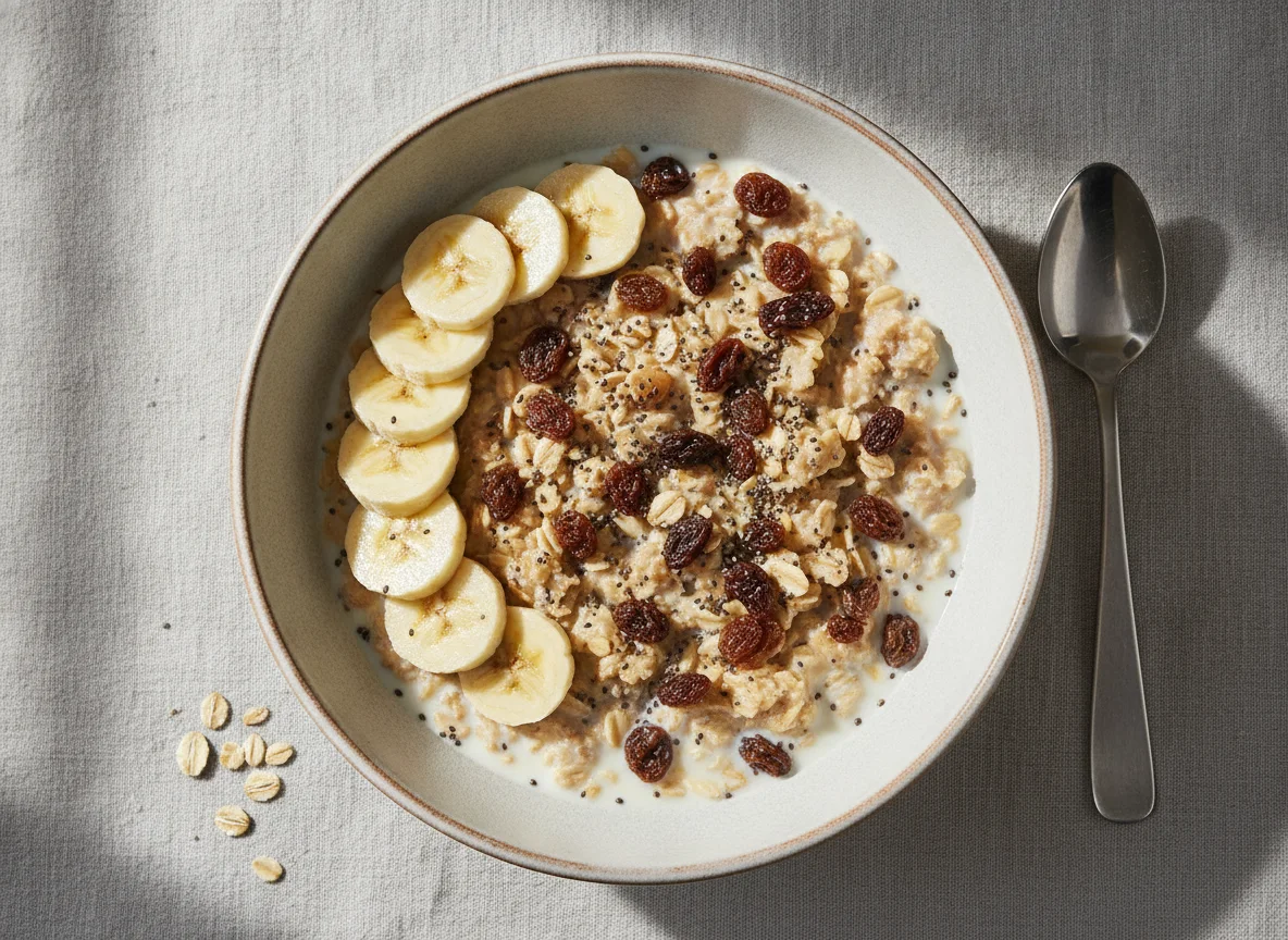 Müsli mit Banane und Rosinen photo