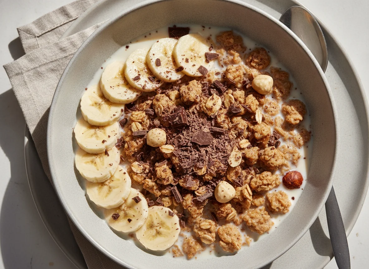 Müsli mit Banane und Schokolade photo