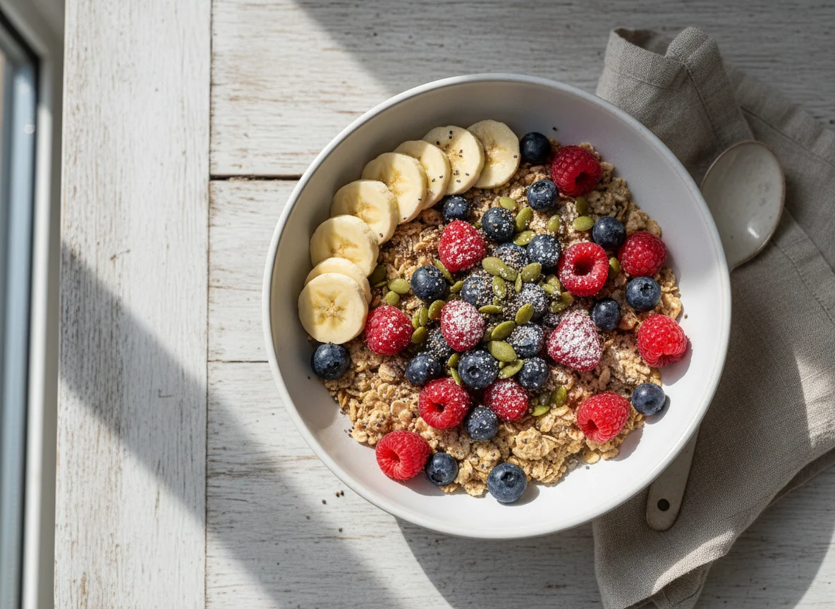 Müsli mit Beeren und Banane photo