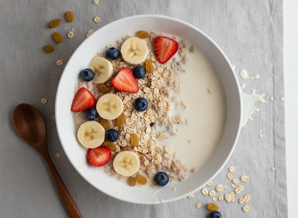 Müsli mit Beeren und Hafermilch photo