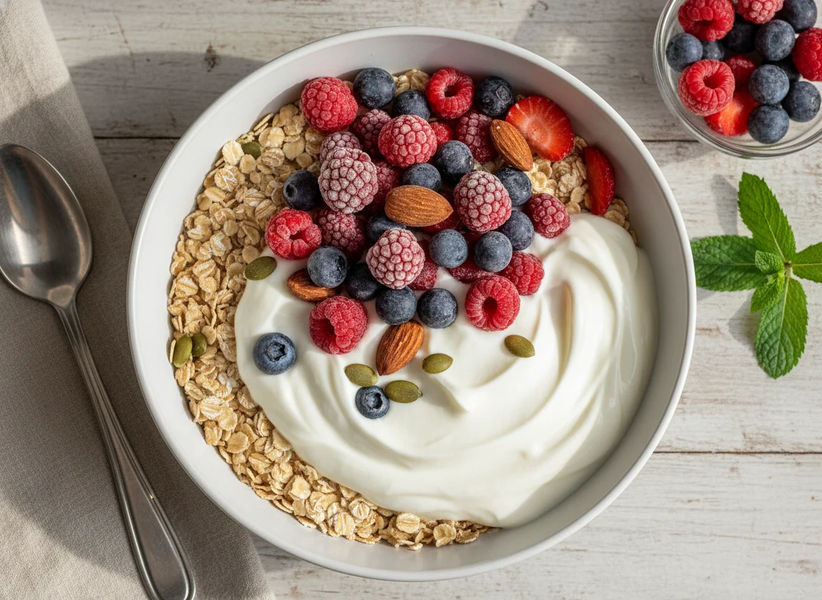 Müsli mit Beeren und Joghurt photo