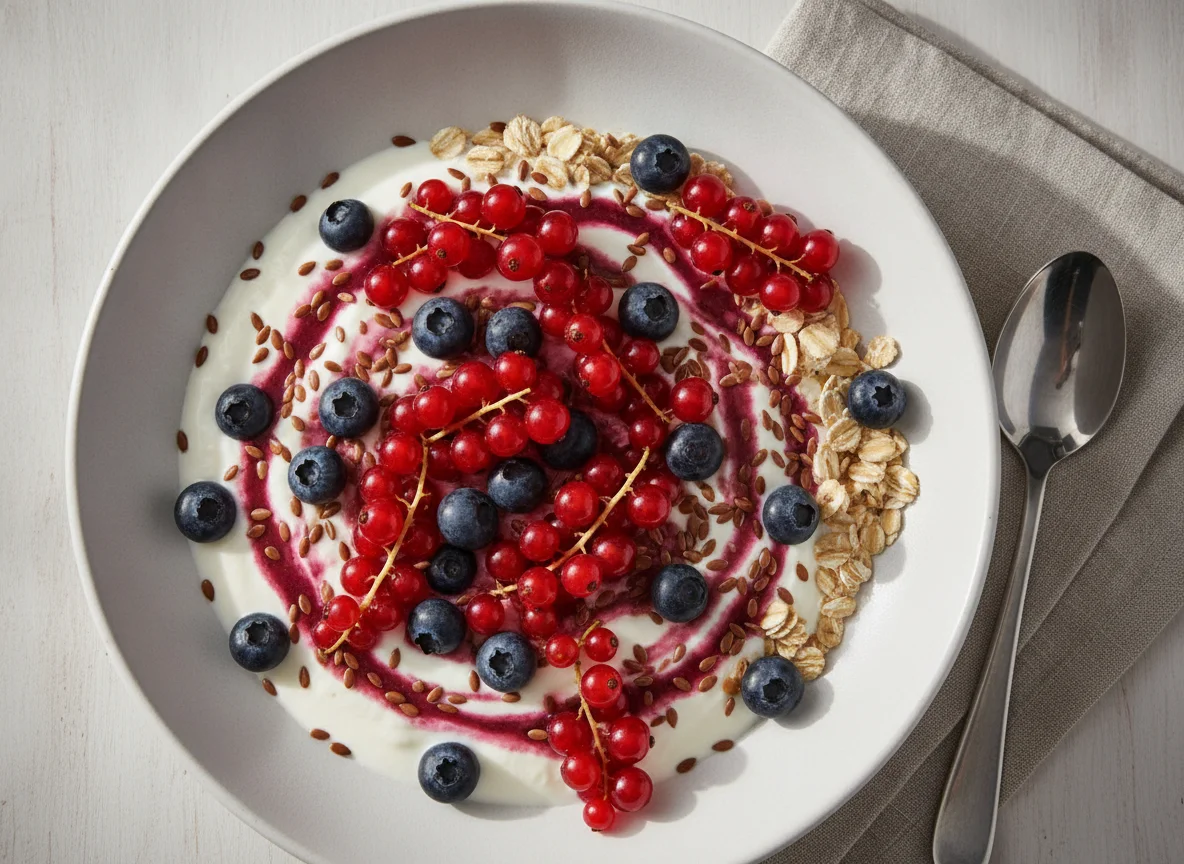 Müsli mit Beeren und Leinsamen photo