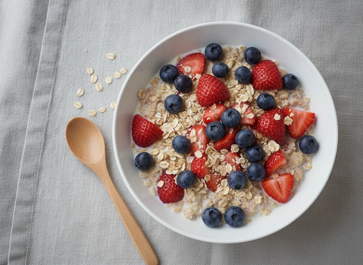 Müsli mit Erdbeeren und Blaubeeren photo