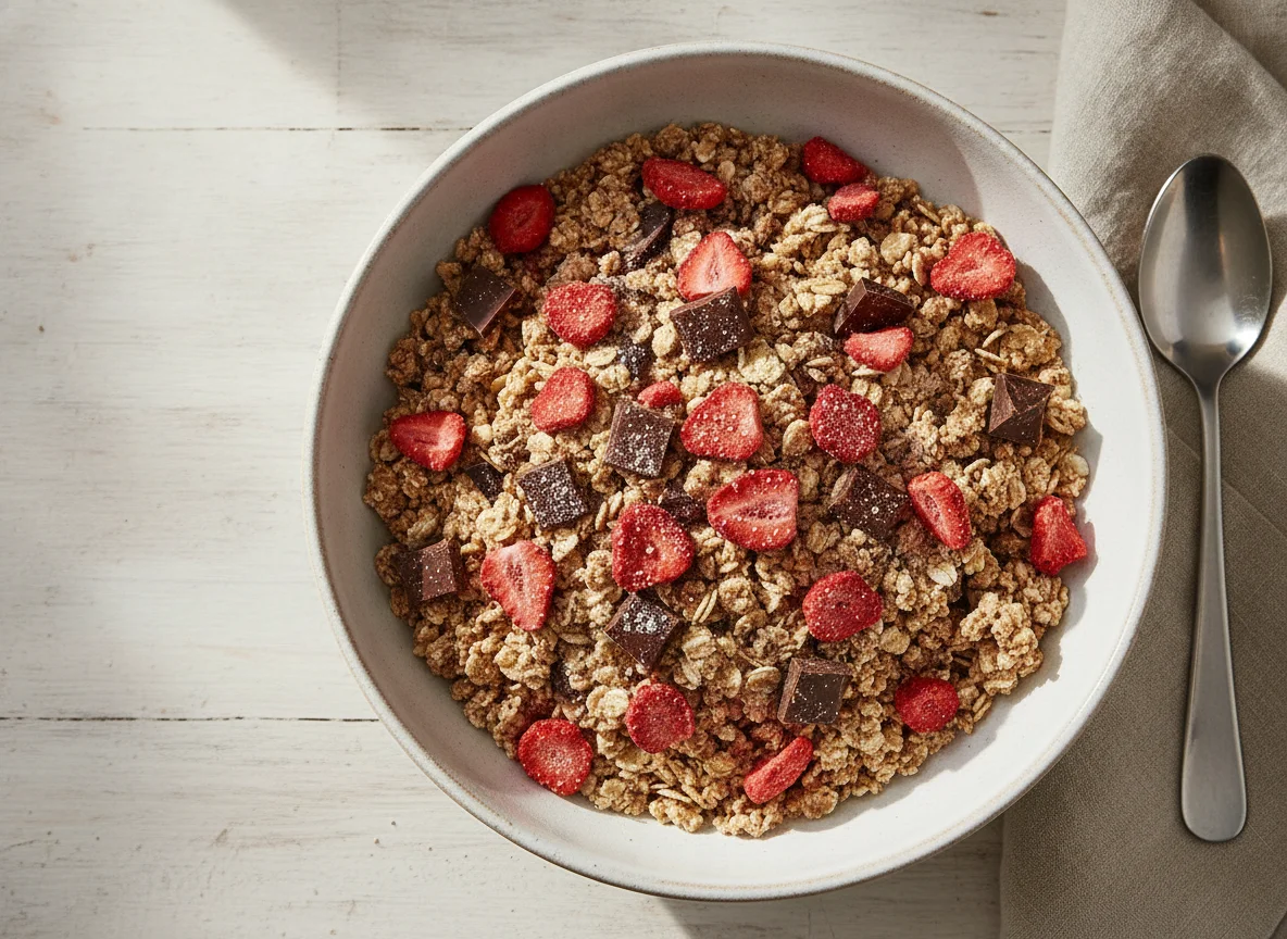 Müsli mit Erdbeeren und Schokolade photo