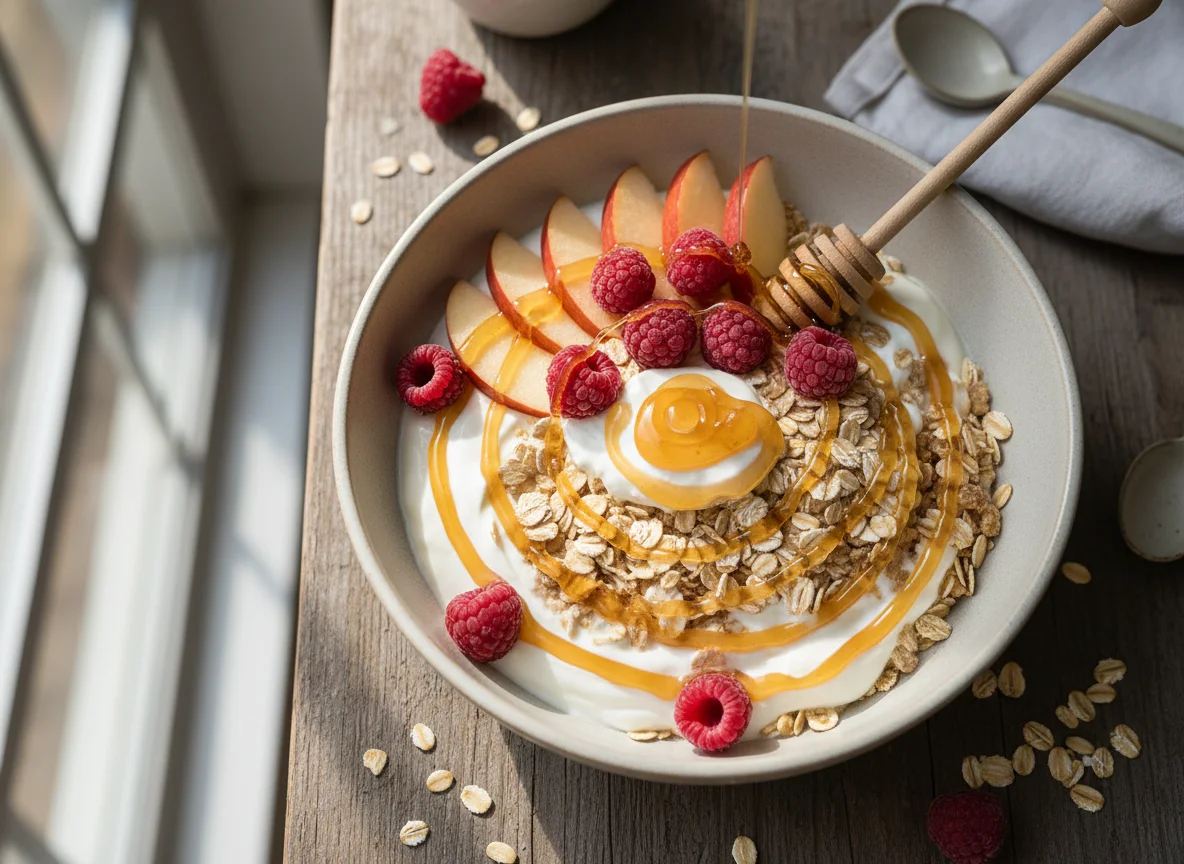 Müsli mit Früchten und Honig photo