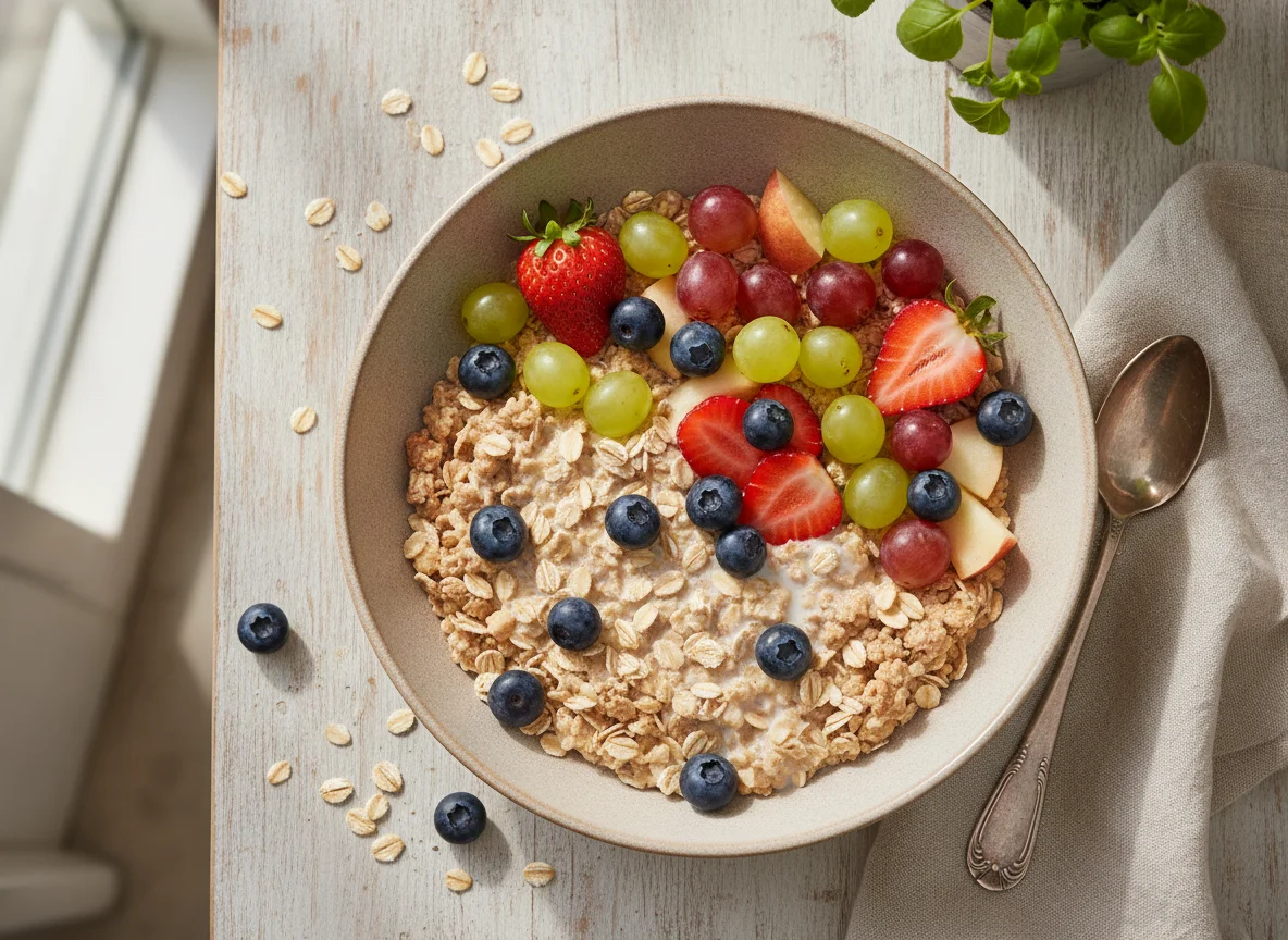 Müsli mit Hafermilch und Früchten photo