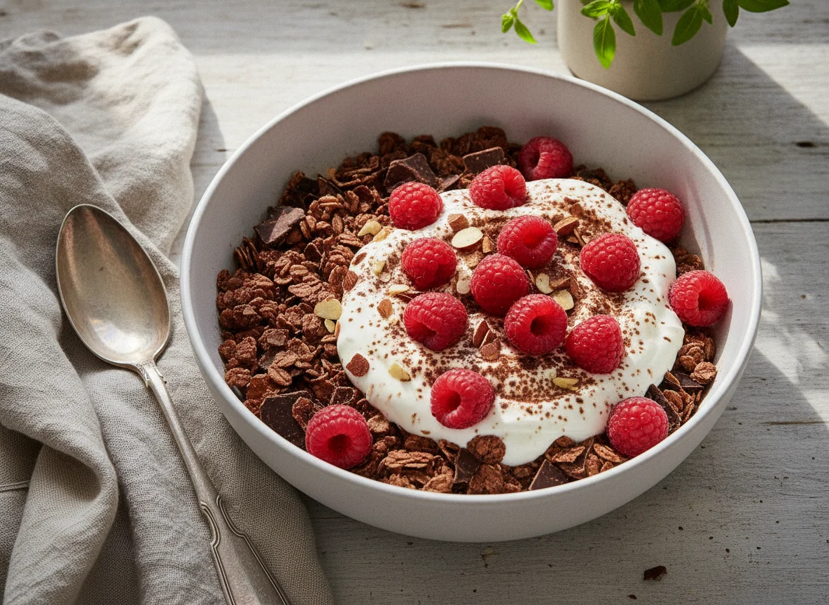 Müsli mit Himbeeren photo