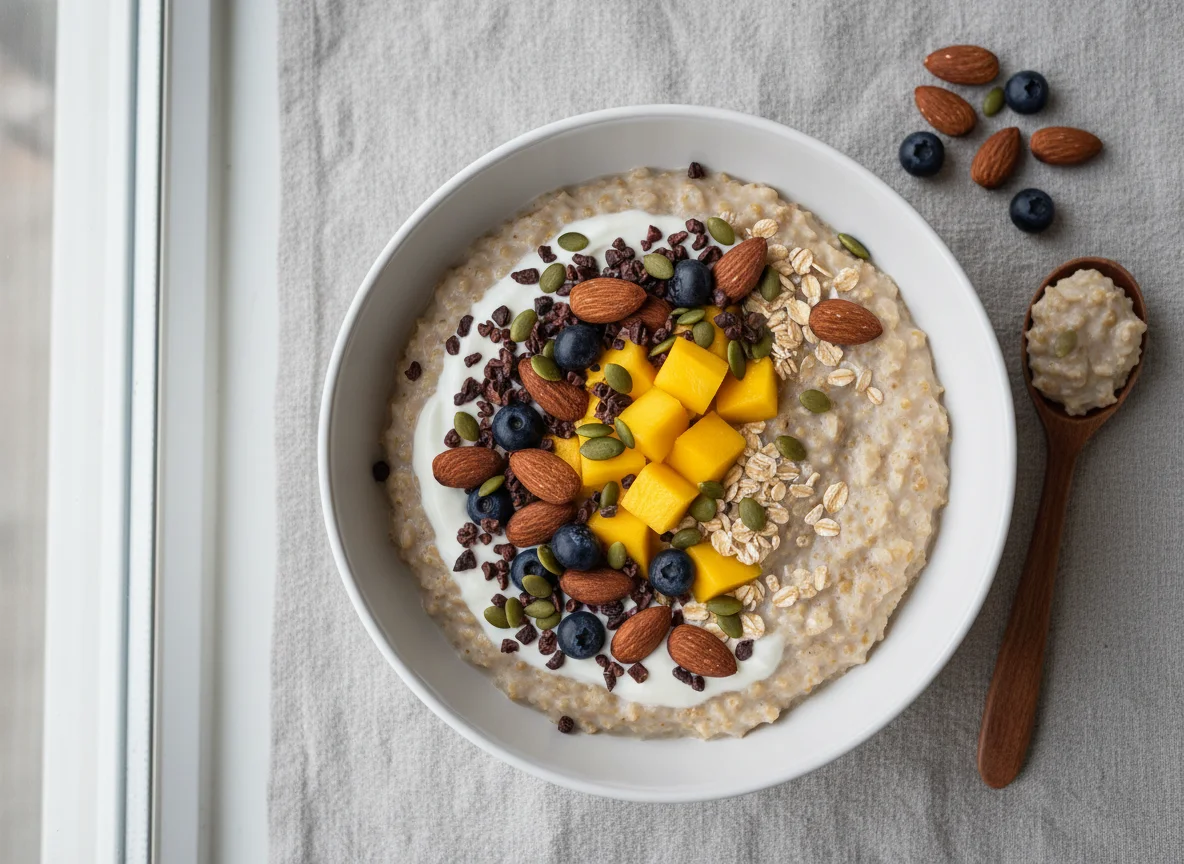 Müsli mit Joghurt, Früchten und Nüssen photo